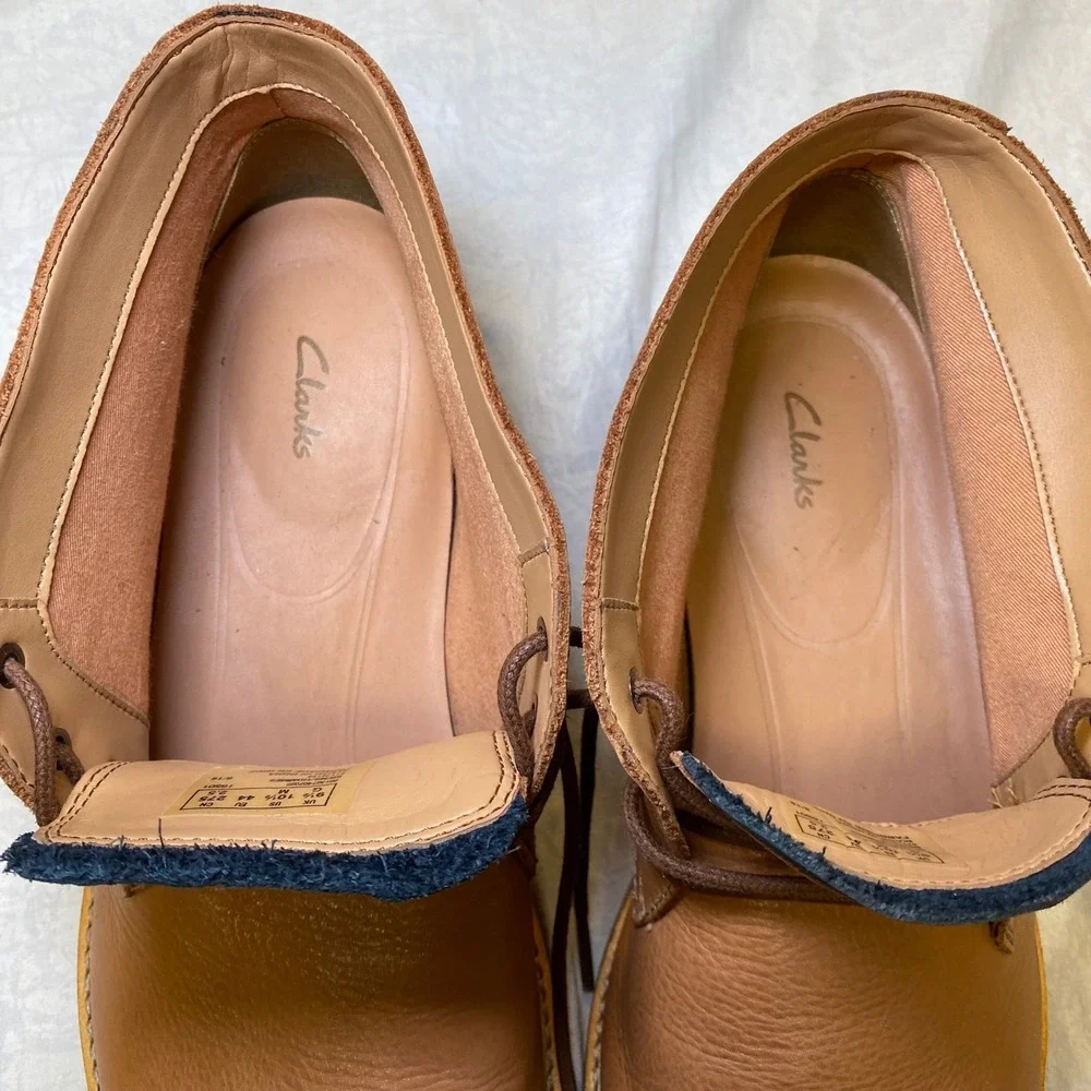 Clarks Mens 10.5 M Brown Leather Chukka Desert Boots Lace‎ Up Casual Shoes